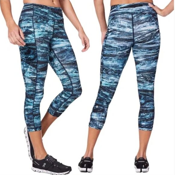 lululemon athletica Pants - Lululemon‎ Speed Up Crop 21" Shorelines Multi Blue size 12 W6AO8S